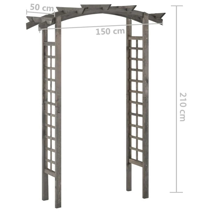 Arche à Treillis 150x50x210 Cm Bois De Pin Imprégné De Gris – Image 5