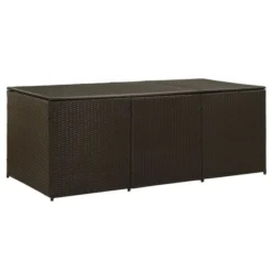 Coffre De Rangement Jardin Résine Tressée Marron Zamen 180 Cm