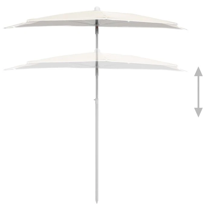 Demi-parasol De Jardin Avec Mât 180x90 Cm Sable – Image 4