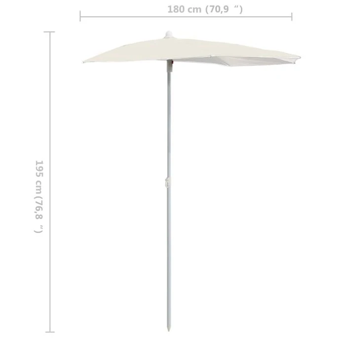 Demi-parasol De Jardin Avec Mât 180x90 Cm Sable – Image 8