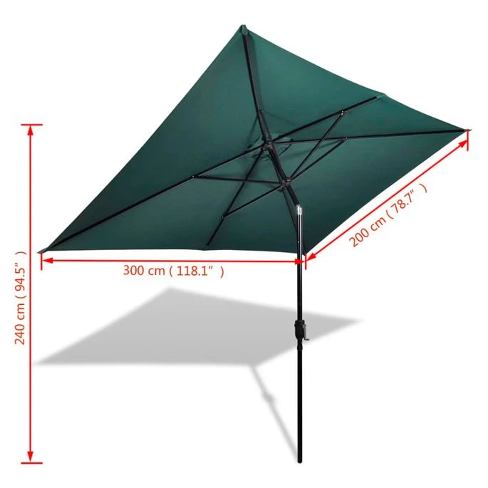 Parasol 200 X 300 Cm Vert Rectangulaire – Image 6