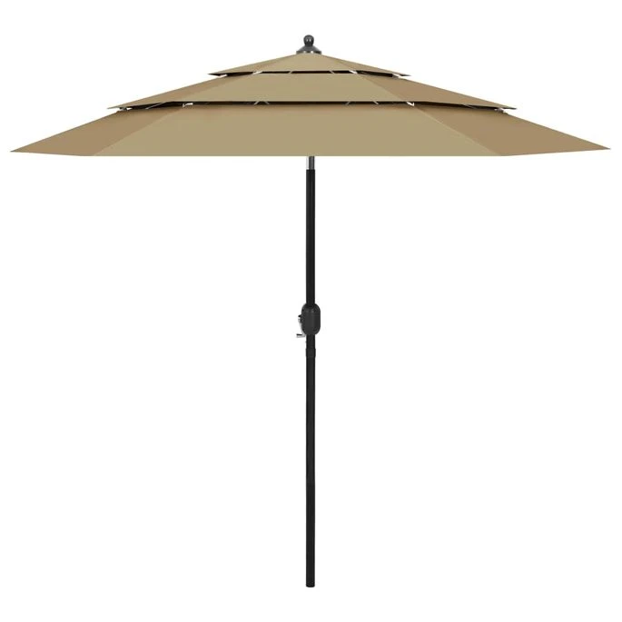 Parasol à 3 Niveaux Avec Mât En Aluminium Taupe 2,5 M