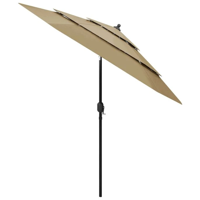 Parasol à 3 Niveaux Avec Mât En Aluminium Taupe 2,5 M – Image 3