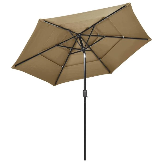 Parasol à 3 Niveaux Avec Mât En Aluminium Taupe 2,5 M – Image 4