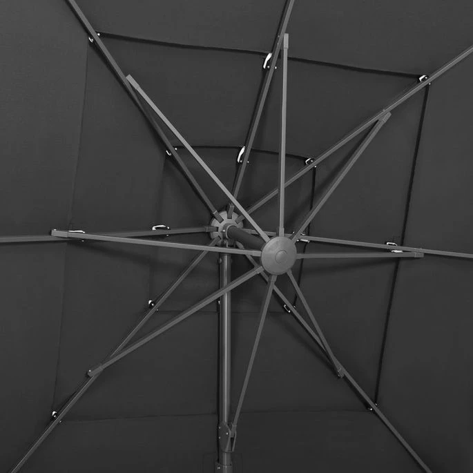 Parasol à 4 Niveaux Avec Mât En Aluminium Anthracite 250x250 Cm – Image 2