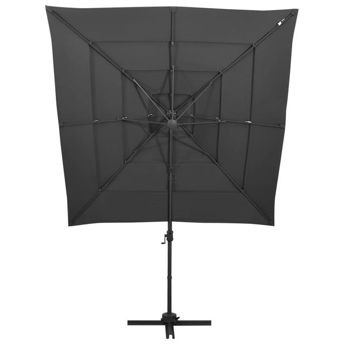 Parasol à 4 Niveaux Avec Mât En Aluminium Anthracite 250x250 Cm – Image 3