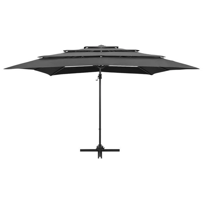 Parasol à 4 Niveaux Avec Mât En Aluminium Anthracite 250x250 Cm – Image 4