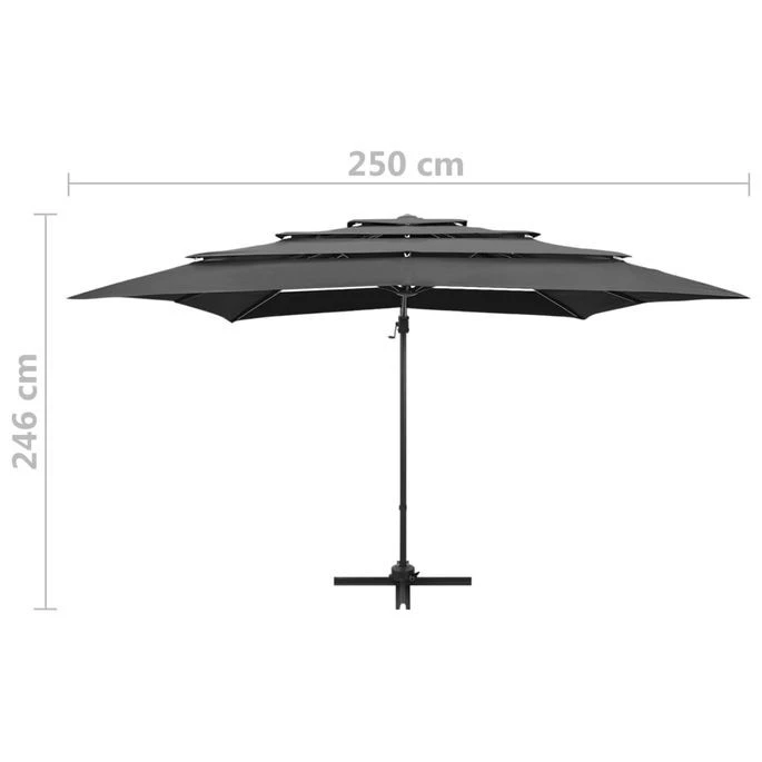 Parasol à 4 Niveaux Avec Mât En Aluminium Anthracite 250x250 Cm – Image 9