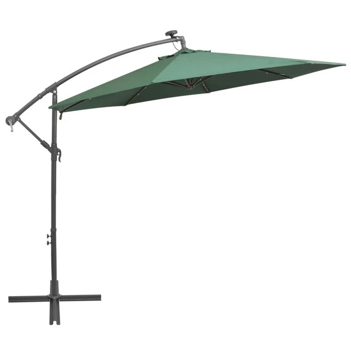 Parasol Avec éclairage LED 300 Cm Poteau En Métal Vert – Image 5