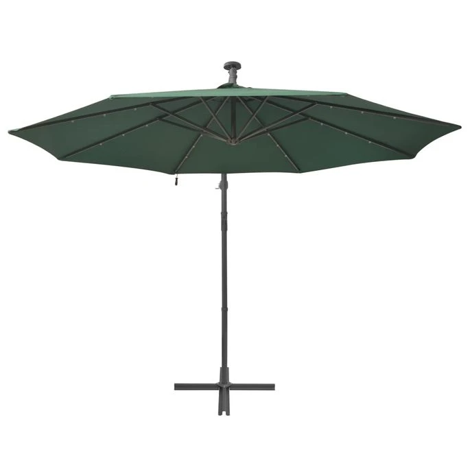 Parasol Avec éclairage LED 300 Cm Poteau En Métal Vert – Image 6