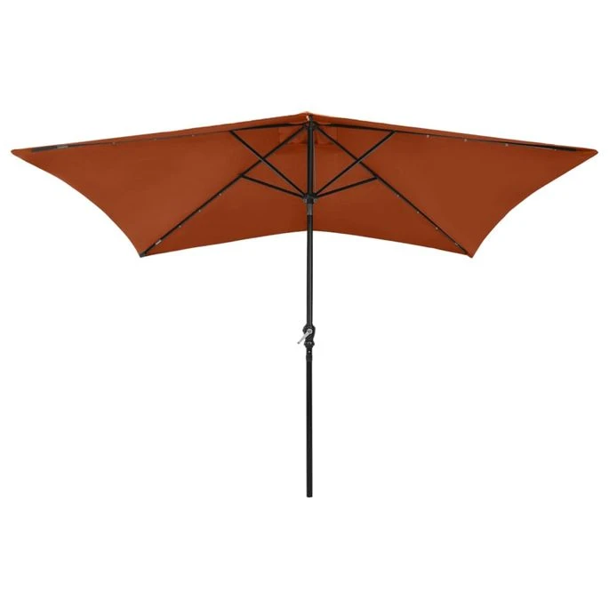 Parasol Avec LED Et Mât En Acier Terre Cuite 2x3 M – Image 4