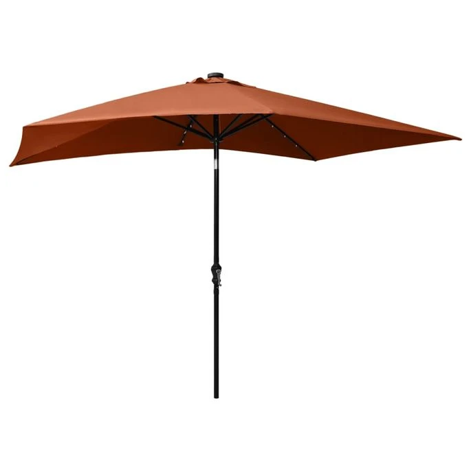 Parasol Avec LED Et Mât En Acier Terre Cuite 2x3 M – Image 6