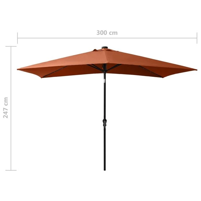 Parasol Avec LED Et Mât En Acier Terre Cuite 2x3 M – Image 11