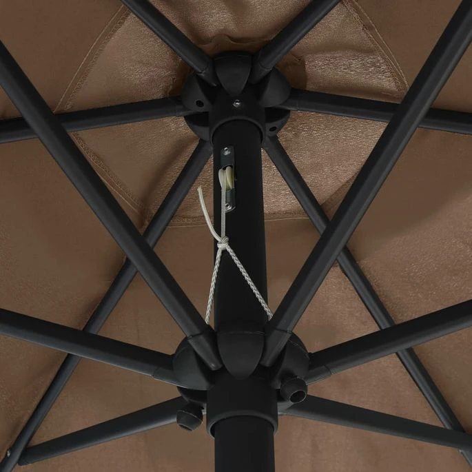Parasol Avec LED Et Mât En Aluminium 270 Cm Taupe – Image 2