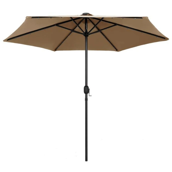 Parasol Avec LED Et Mât En Aluminium 270 Cm Taupe – Image 3