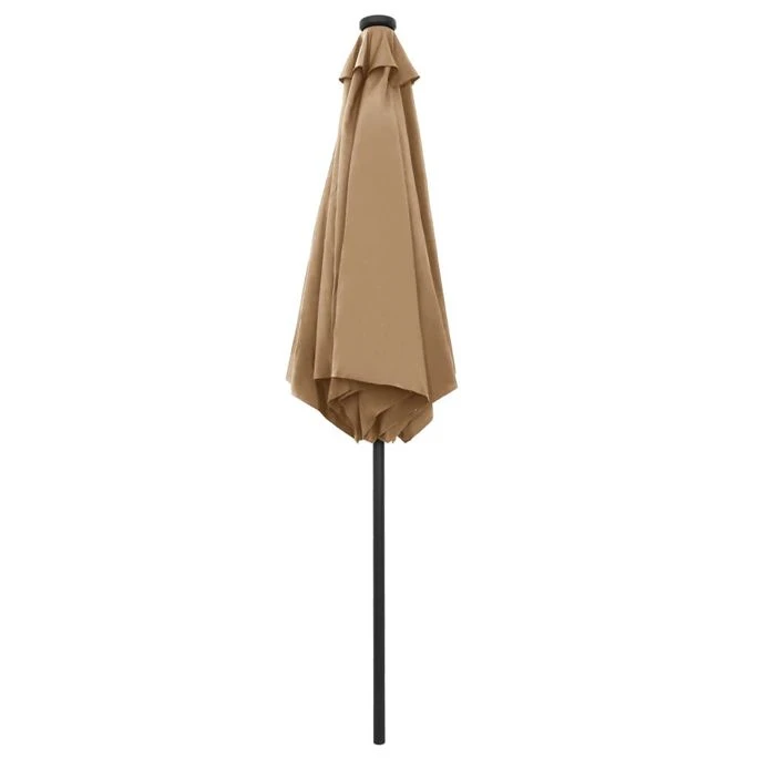 Parasol Avec LED Et Mât En Aluminium 270 Cm Taupe – Image 5
