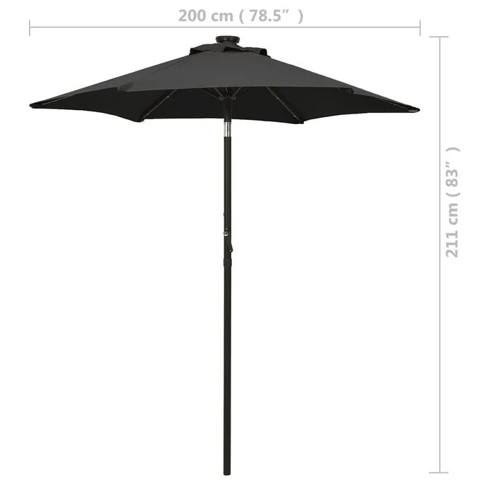 Parasol Avec Lumières LED Noir 200x211 Cm Aluminium – Image 9