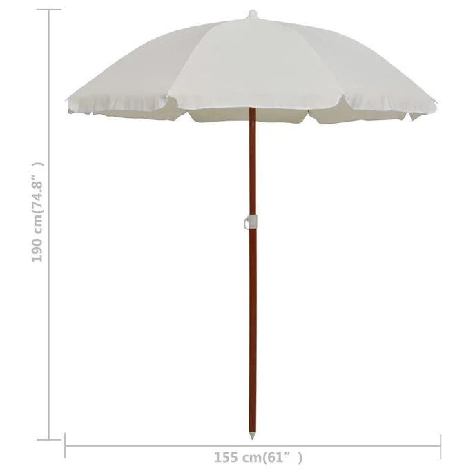 Parasol Avec Mât En Acier 180 Cm Sable – Image 5