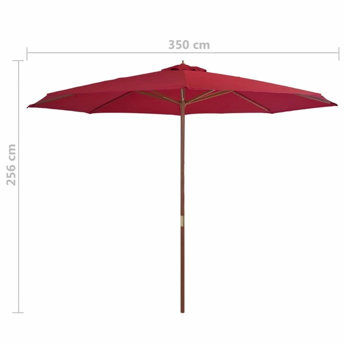 Parasol Avec Mât En Bois 350 Cm Bordeaux – Image 4