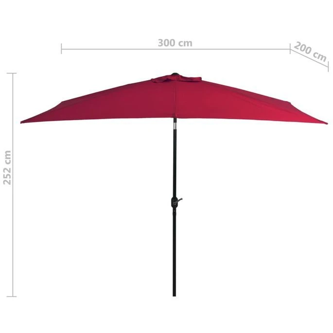 Parasol Avec Mât En Métal 300 X 200 Cm Bordeaux – Image 7
