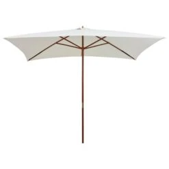 Parasol Avec Poteau En Bois 200 X 300 Cm Blanc Crème