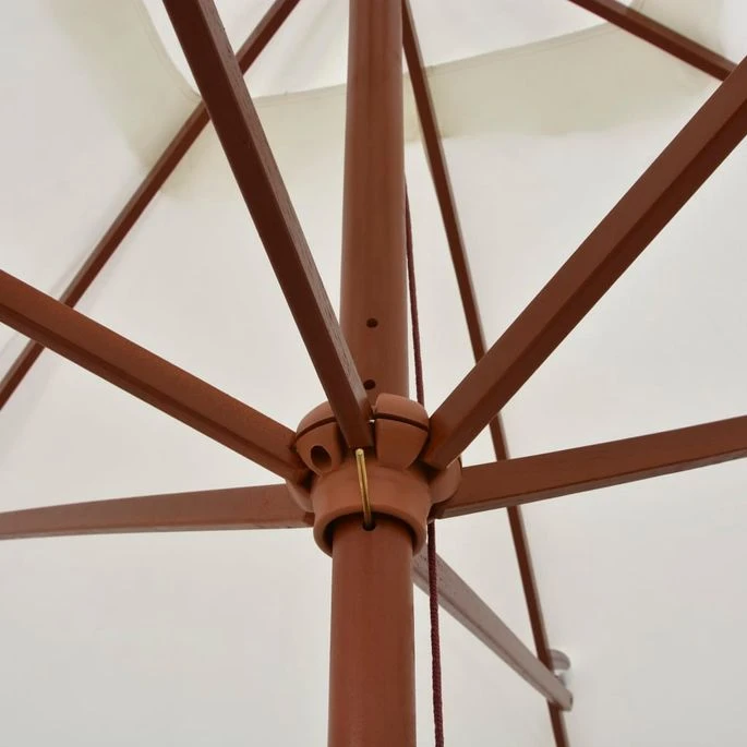 Parasol Avec Poteau En Bois 200 X 300 Cm Blanc Crème – Image 2