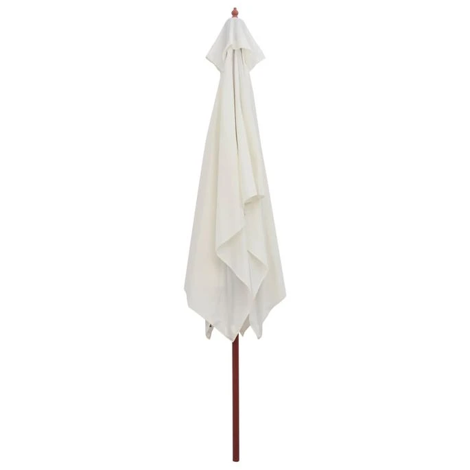 Parasol Avec Poteau En Bois 200 X 300 Cm Blanc Crème – Image 4