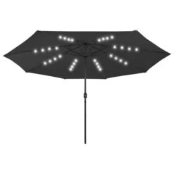Parasol D'extérieur Avec LED Et Mât En Métal 400 Cm Noir
