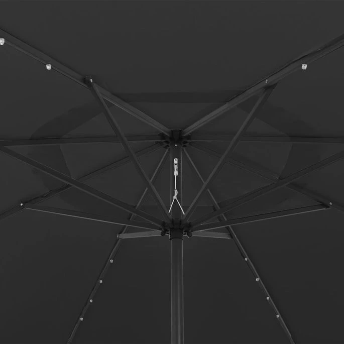 Parasol D'extérieur Avec LED Et Mât En Métal 400 Cm Noir – Image 2