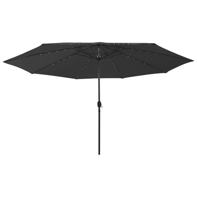 Parasol D'extérieur Avec LED Et Mât En Métal 400 Cm Noir – Image 3