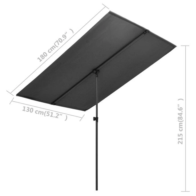 Parasol D'extérieur Avec Mât En Aluminium 180x130 Cm Anthracite – Image 7