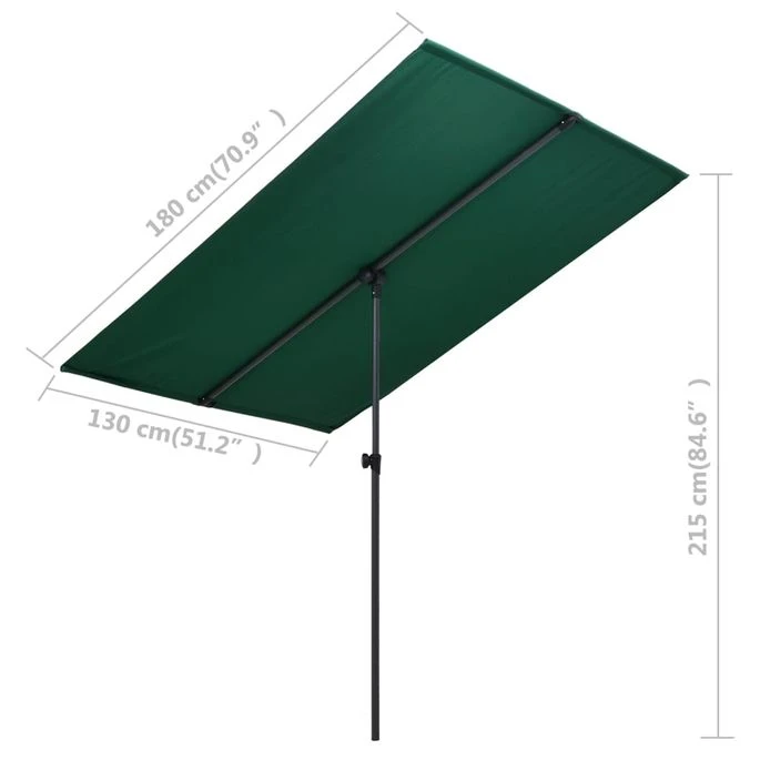 Parasol D'extérieur Avec Mât En Aluminium 180x130 Cm Vert – Image 7
