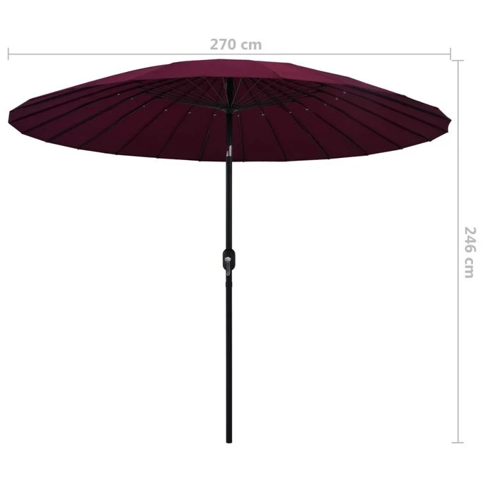 Parasol D'extérieur Avec Mât En Aluminium 270 Cm Bordeaux – Image 6