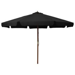 Parasol D'extérieur Avec Mât En Bois 330 Cm Noir