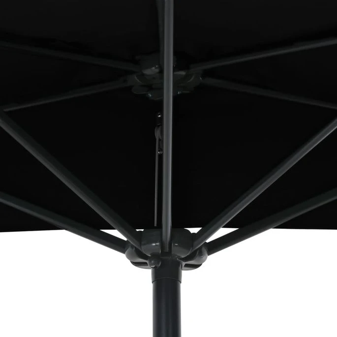 Parasol De Balcon Avec Mât En Aluminium Noir 270x135x245cm Demi – Image 6