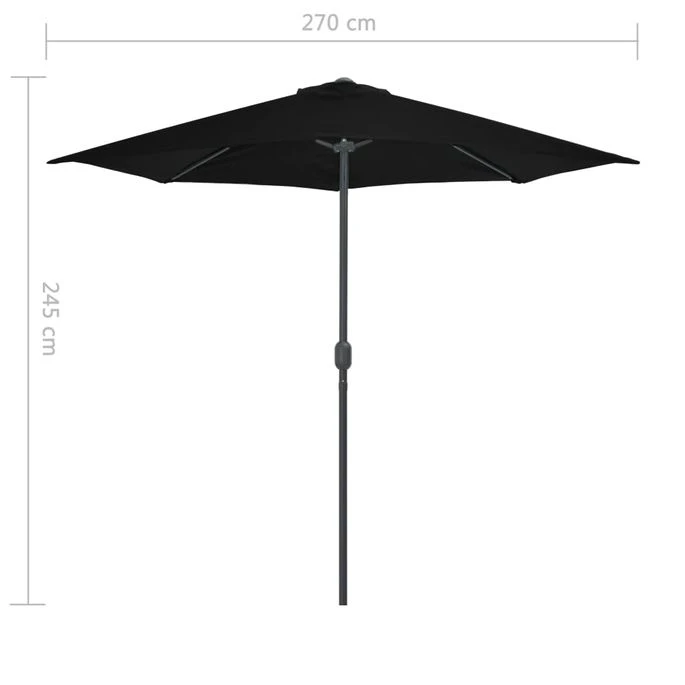 Parasol De Balcon Avec Mât En Aluminium Noir 270x135x245cm Demi – Image 8