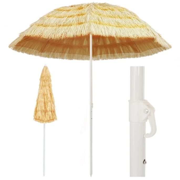 Parasol De Plage Naturel 240 Cm Style Hawaïen