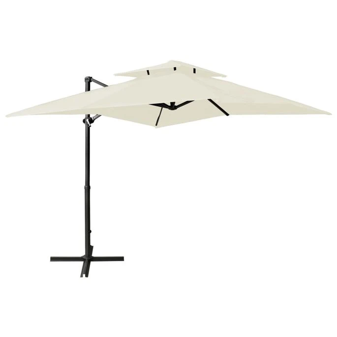 Parasol Déporté à Double Toit 250x250 Cm Sable