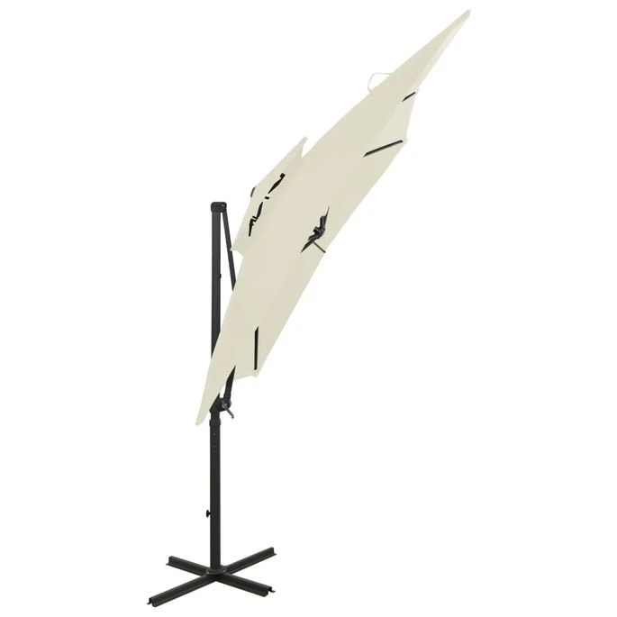 Parasol Déporté à Double Toit 250x250 Cm Sable – Image 4