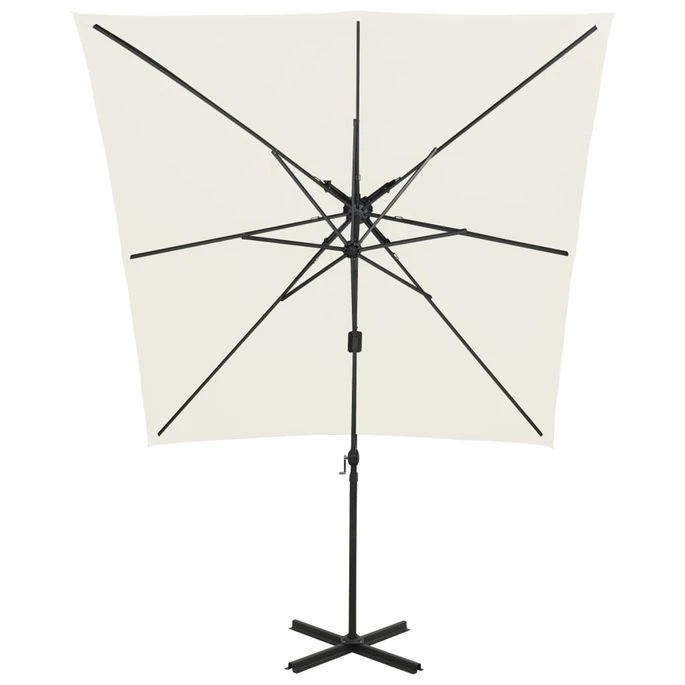 Parasol Déporté à Double Toit 250x250 Cm Sable – Image 5