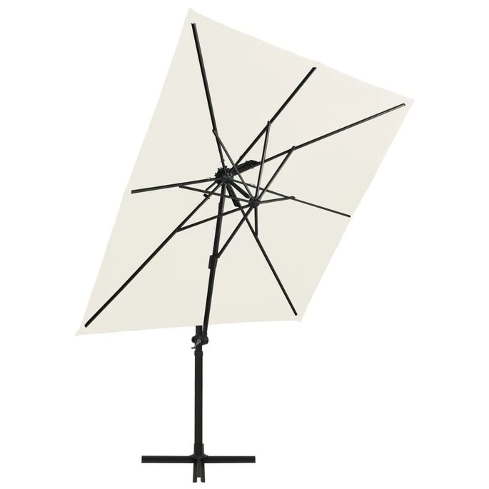 Parasol Déporté à Double Toit 250x250 Cm Sable – Image 6