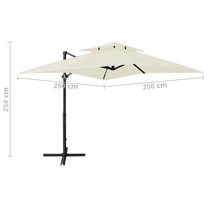 Parasol Déporté à Double Toit 250x250 Cm Sable – Image 8