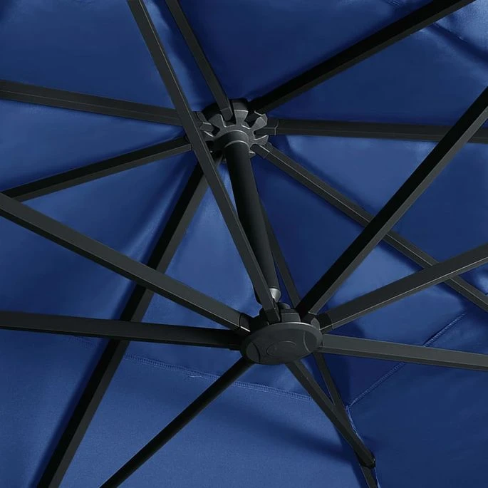 Parasol Déporté à Lumières LED Aluminium 400x300 Cm Bleu Azuré – Image 2