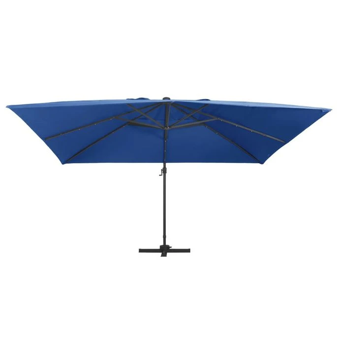 Parasol Déporté à Lumières LED Aluminium 400x300 Cm Bleu Azuré – Image 3