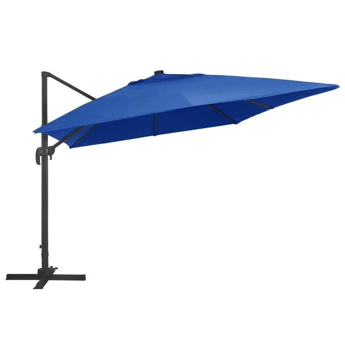 Parasol Déporté à Lumières LED Aluminium 400x300 Cm Bleu Azuré – Image 4