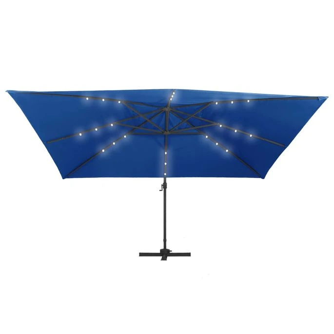 Parasol Déporté à Lumières LED Aluminium 400x300 Cm Bleu Azuré – Image 5
