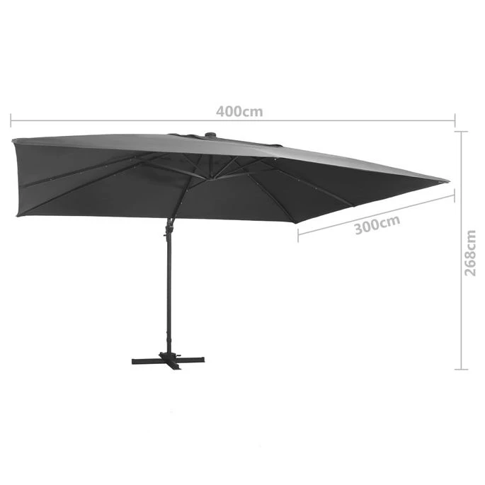 Parasol Déporté Avec Lumières LED 400x300 Cm Anthracite – Image 9
