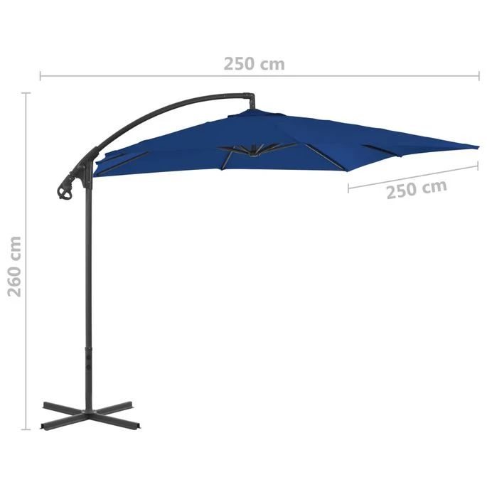 Parasol Déporté Avec Mât En Acier 250x250 Cm Azuré – Image 7