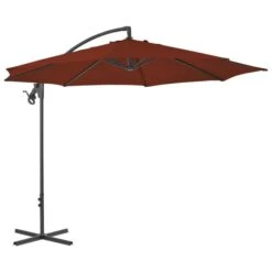 Parasol Déporté Avec Mât En Acier 300 Cm Terre Cuite