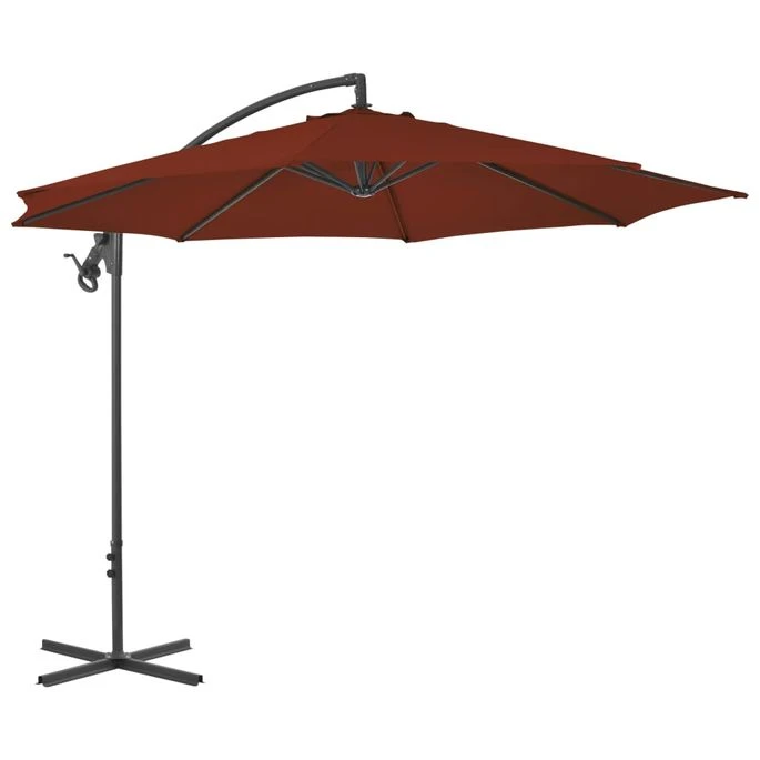 Parasol Déporté Avec Mât En Acier 300 Cm Terre Cuite